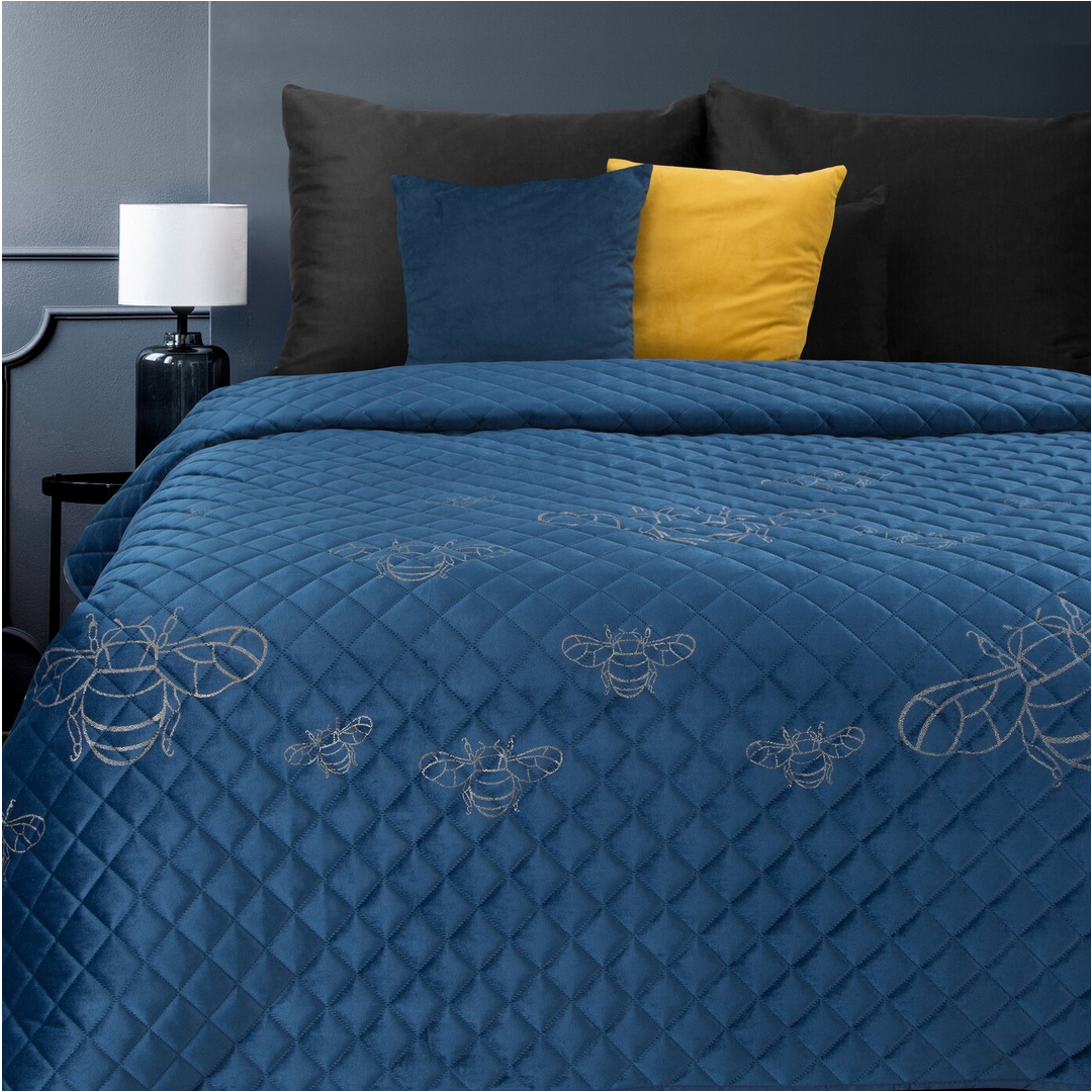 Přehoz na postel BUMBLE BEE modrá 220x240 cm Mybesthome