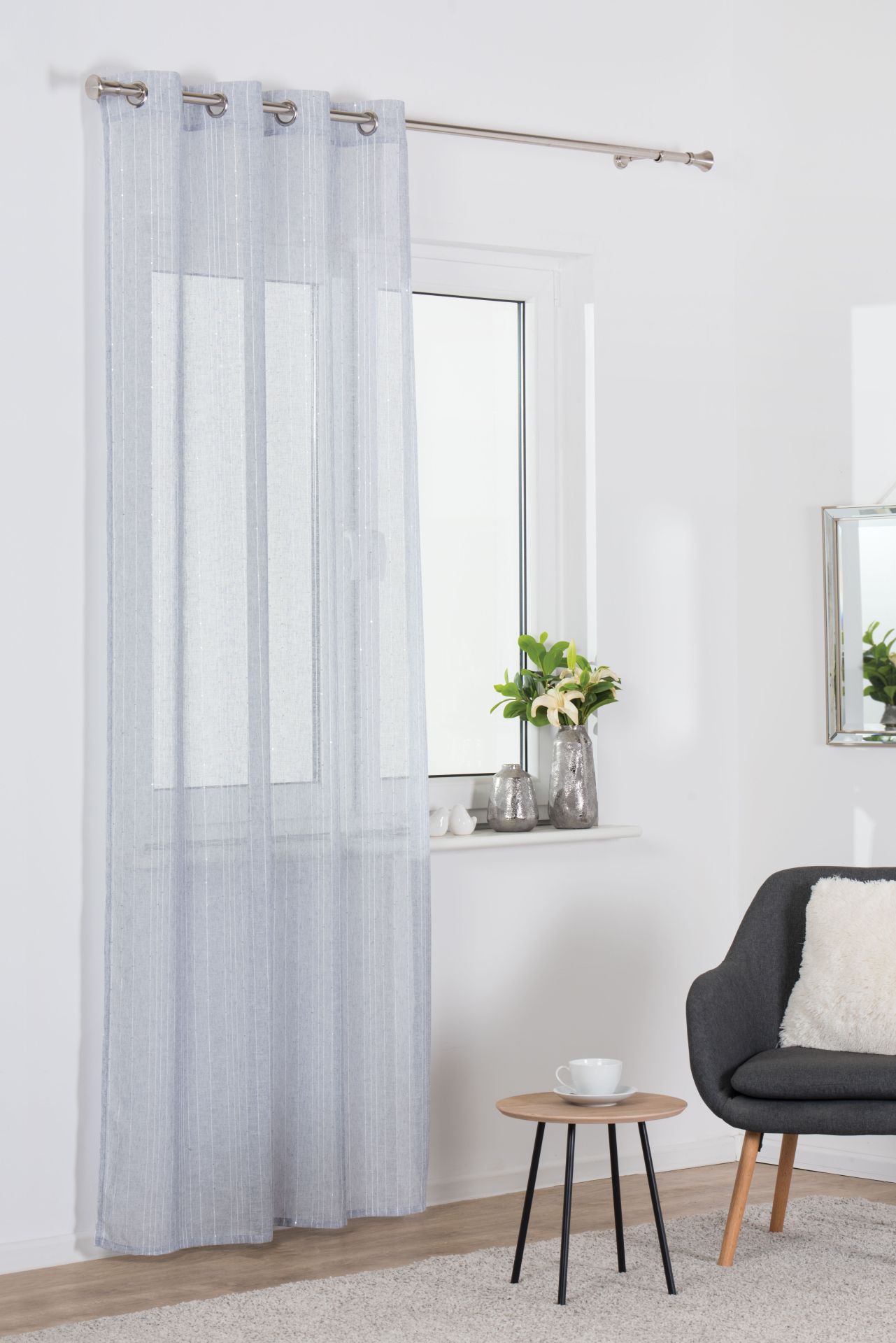 Dekorační vzorovaná záclona s kroužky SEQUIN bílá 140x260 cm (cena za 1 kus) MyBestHome