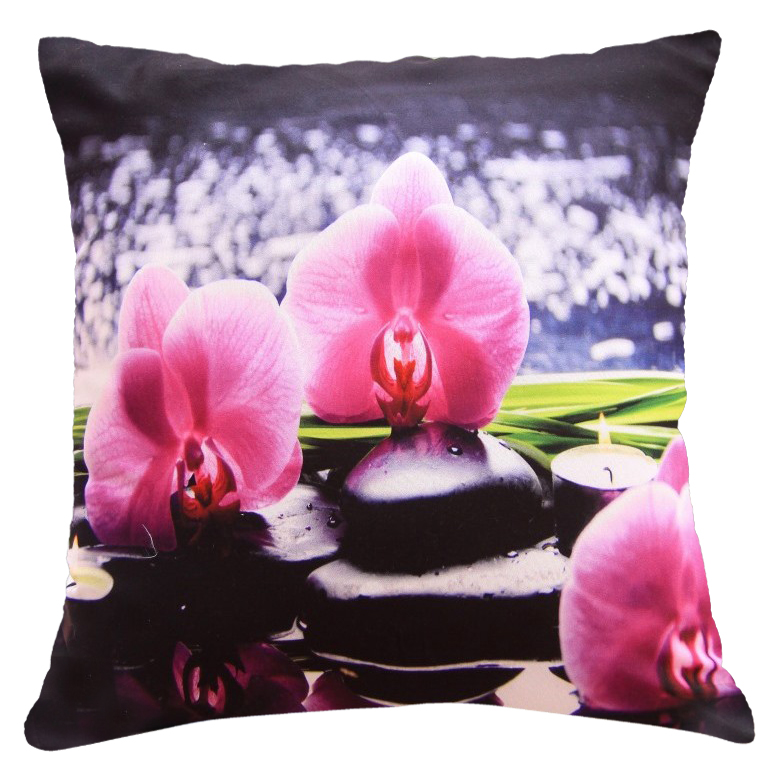 Polštář ORCHIDEJE S KAMENY 40x40cm fototisk 3D motiv s květem orchideje MyBestHome Varianta: Povlak na polštář s výplní, 40x40 cm