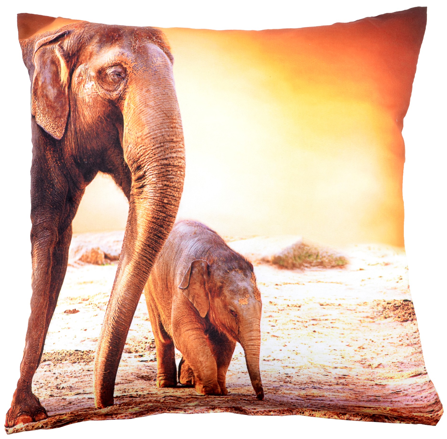 Polštář ELEPHANT oranžová MyBestHome 40x40cm fototisk 3D motiv sloni Varianta: Povlak na polštář, 40x40 cm