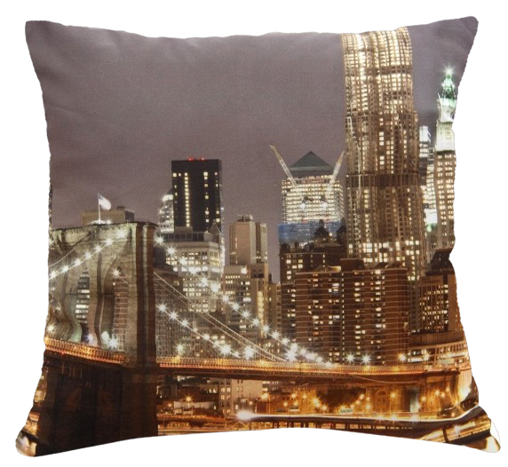 Polštář BROOKLYN BRIDGE barevná MyBestHome 40x40cm fototisk 3D motiv newyorského mostu Varianta: Povlak na polštář, 40x40 cm