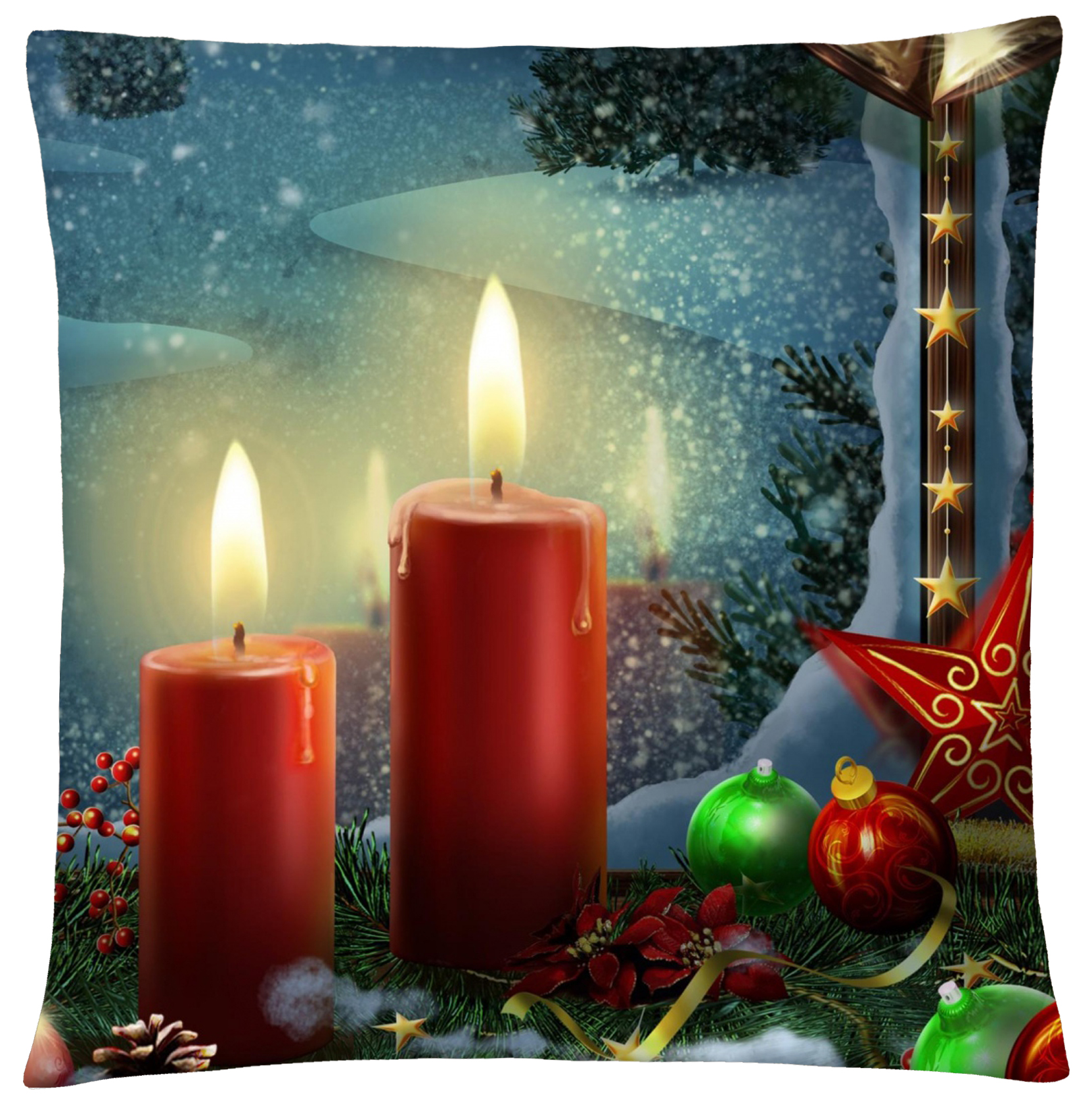 Polštář CHRISTMAS CANDLES Mybesthome 40x40 cm Varianta: Povlak na polštář s antialergickou prošívanou výplní, 40x40 cm