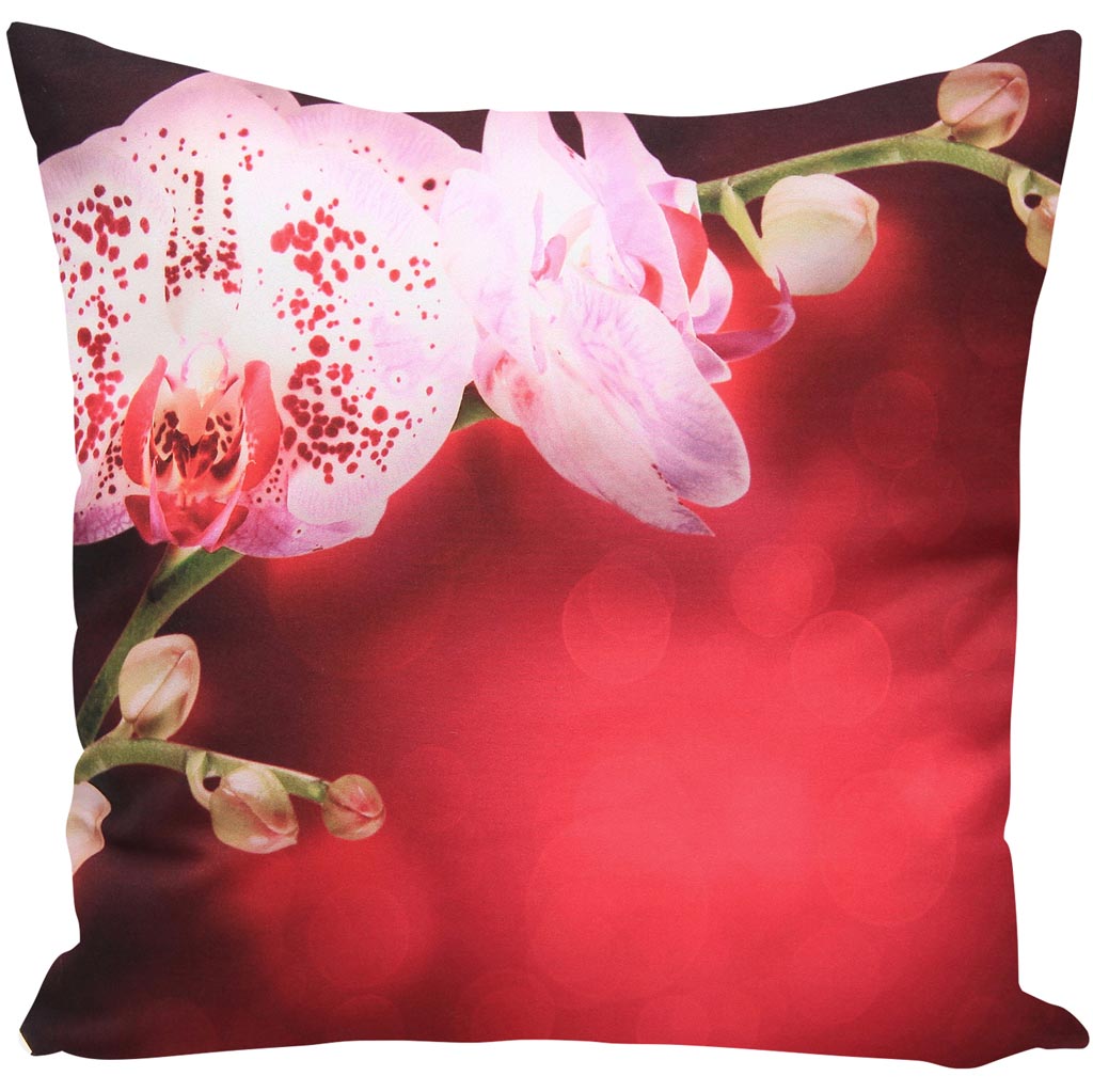 Polštář ORCHIDS IN RED MyBestHome 40x40cm fototisk 3D motiv orchideje Varianta: Povlak na polštář s výplní, 40x40 cm