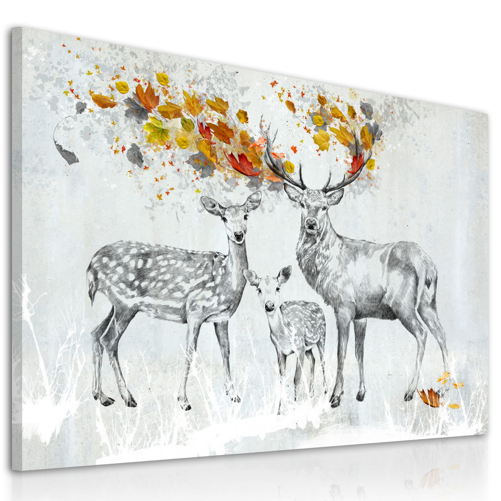 Obraz na plátně DEER FAMILY COLOR různé rozměry Ludesign ludesign obrazy: 80x60 cm