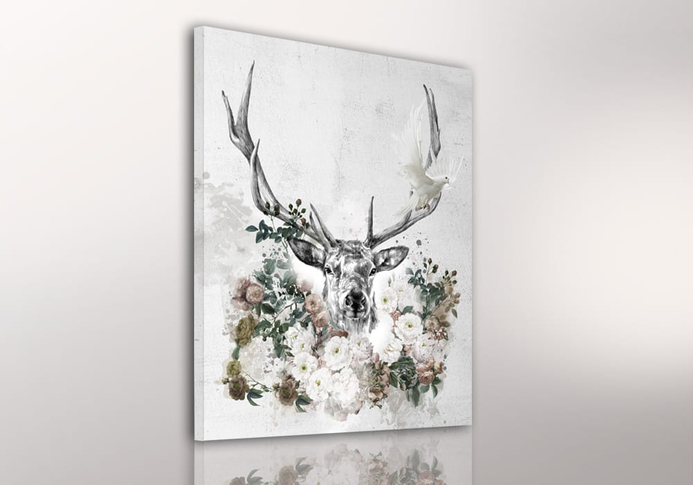 Obraz na plátně DEER FLOWERS různé rozměry Ludesign ludesign obrazy: 80x60 cm