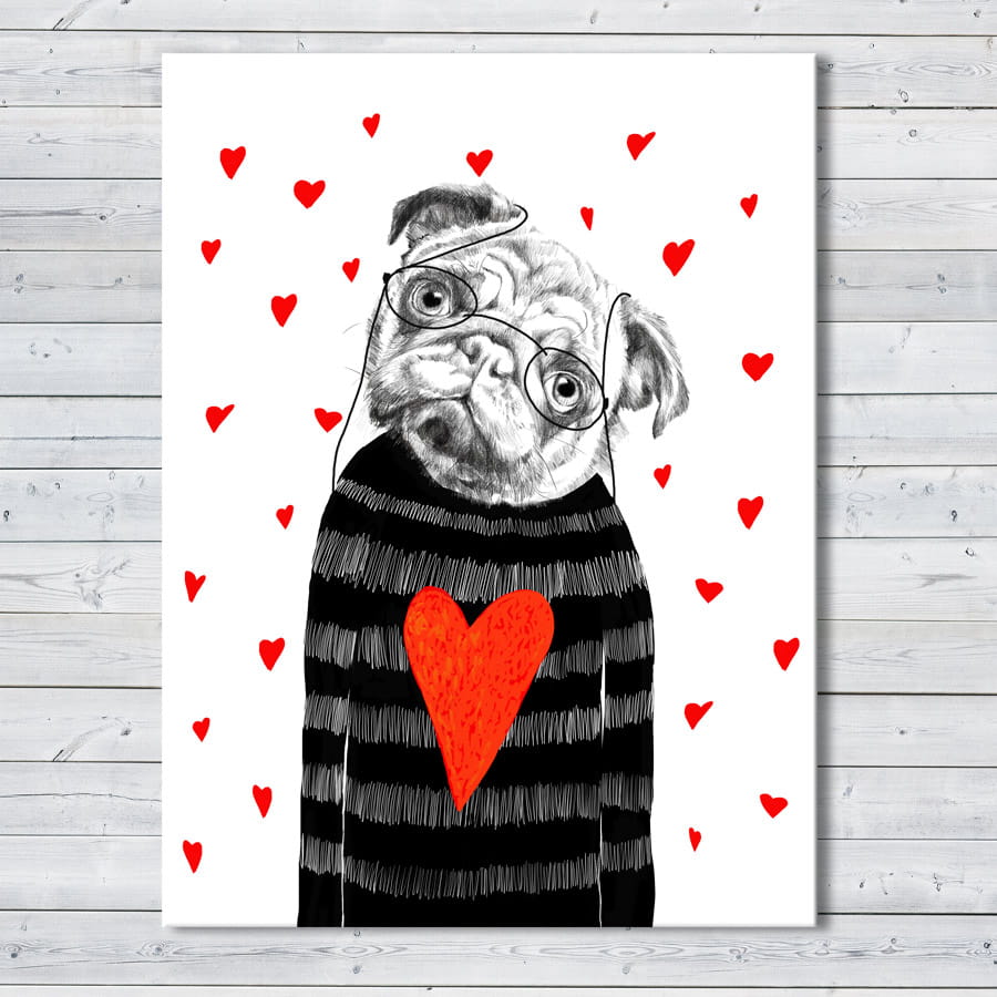 Obraz na plátně BULDOG IN LOVE různé rozměry Ludesign ludesign obrazy: 80x60 cm