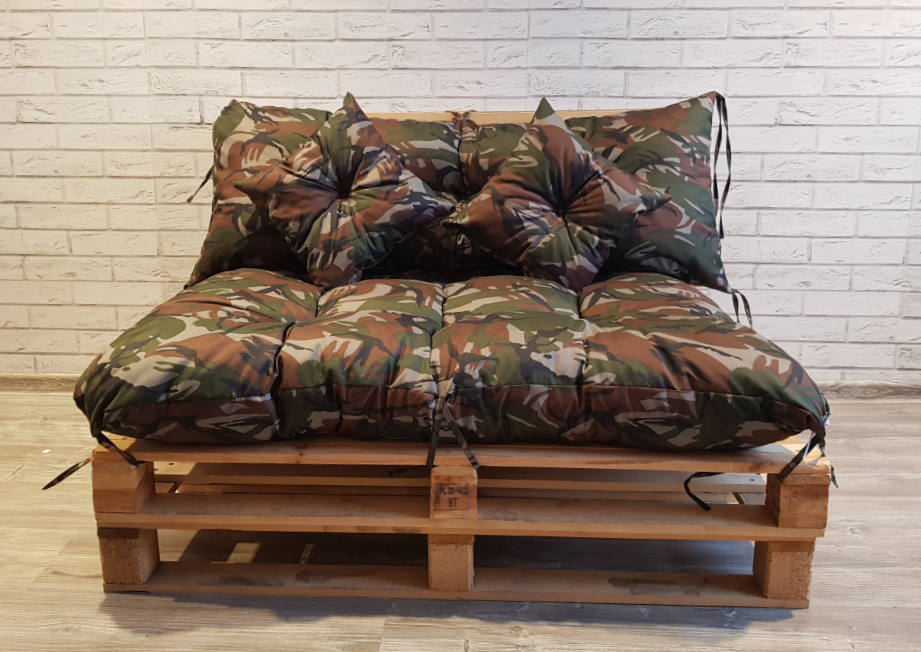 Polstr CARLOS SET - sedák 120x80 cm, opěrka 120x40 cm, 2x polštáře 30x30 cm, khaki, Mybesthome