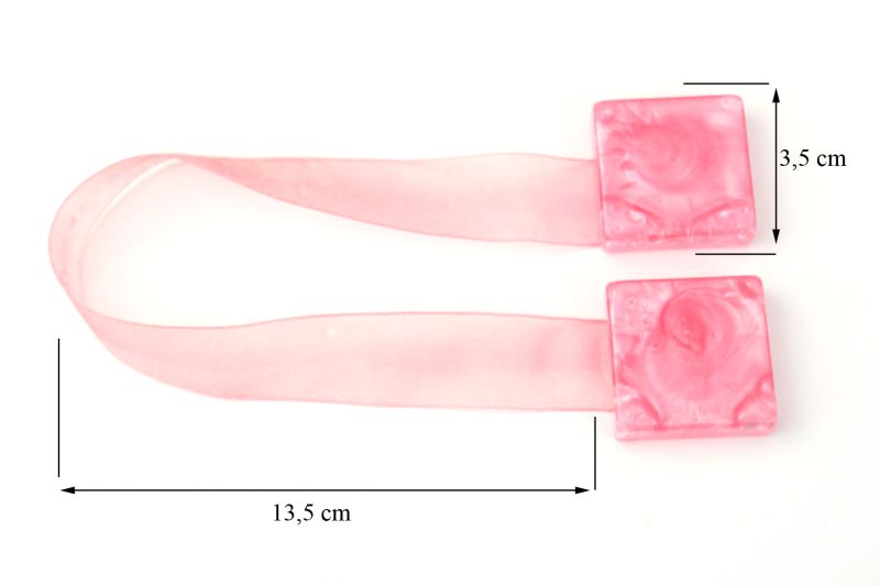 Dekorační ozdobná spona na závěsy s magnetem SAMY růžová, 3,5x3,5 cm Mybesthome - cena je za 2 kusy v balení