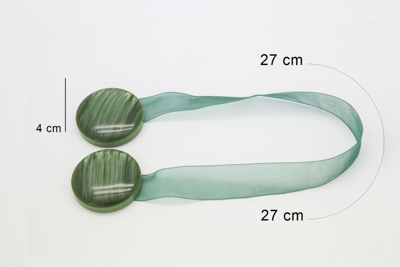Dekorační ozdobná spona na závěsy s magnetem MUSA zelená, Ø 4 cm Mybesthome cena je za 2 kusy balení
