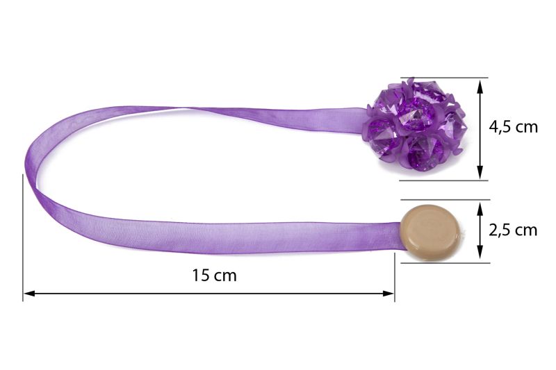 Dekorační ozdobná spona na závěsy s magnetem MARTINA, fialová, Ø 4,5 cm Mybesthome cena za 2 ks v balení