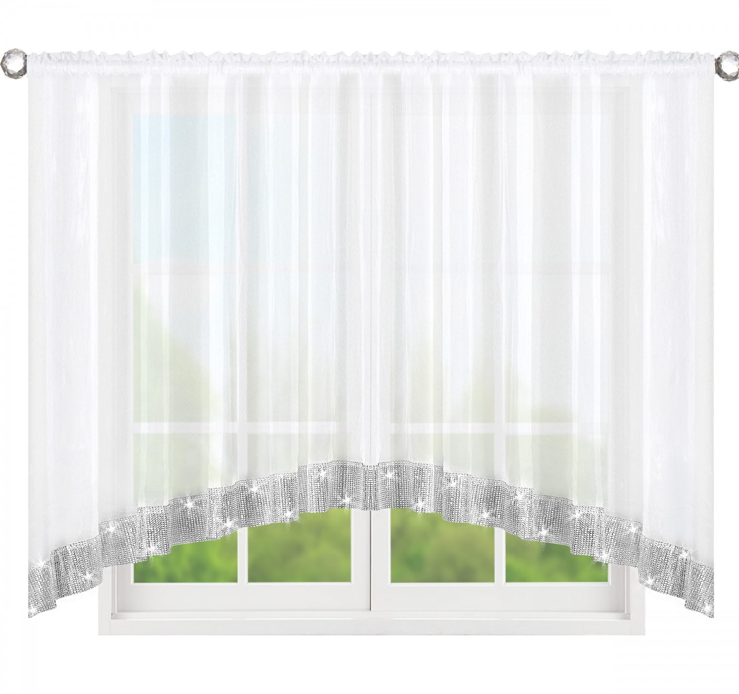 Dekorační krátká záclona se zirkony CHRISTINE bílá 300x150 cm nebo 400x150 cm MyBestHome Rozměr: 300x150 cm