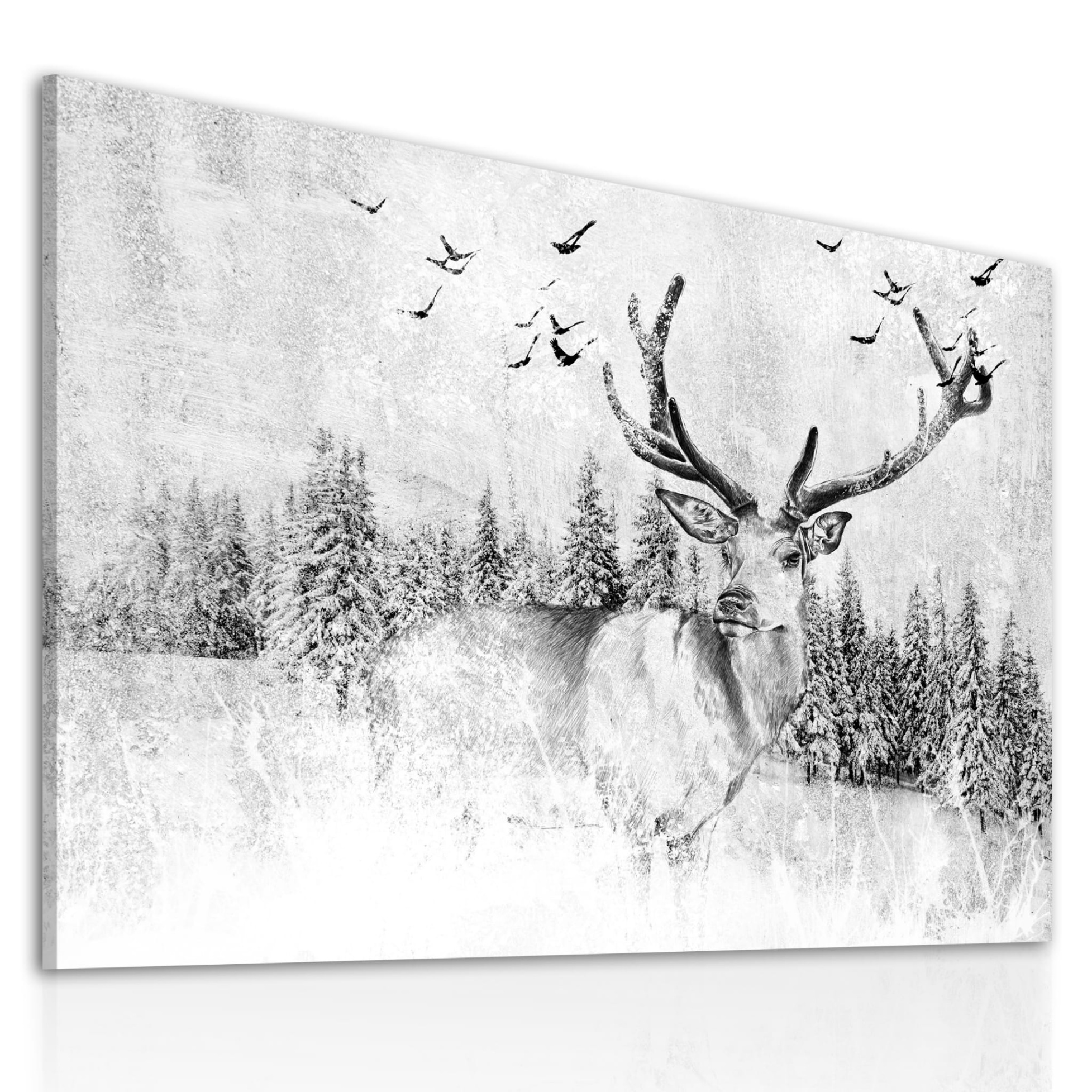 LUDESIGN GALLERY Obraz na plátně DEER IN WINTER různé rozměry Ludesign ludesign obrazy: 80x60 cm