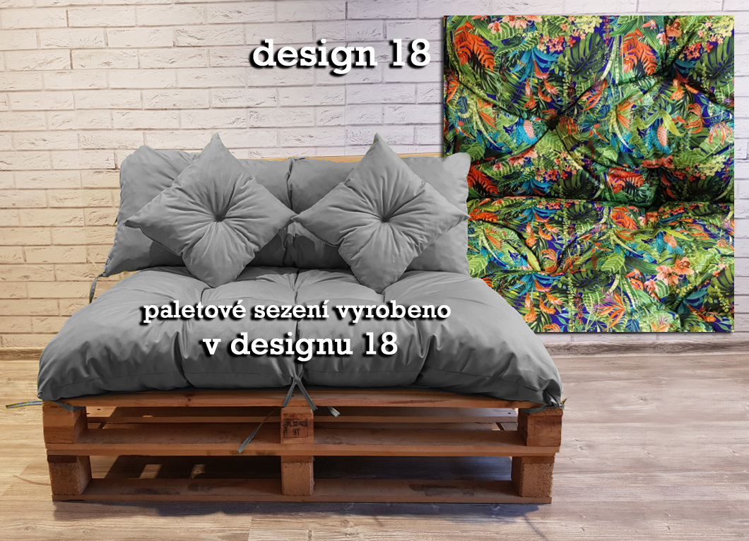 Polstr LUCA vzorovaný SET - DESIGN 18 - sedák 120x80 cm, opěrka 120x40 cm, 2x polštáře 30x30 cm, paletové prošívané sezení Mybesthome