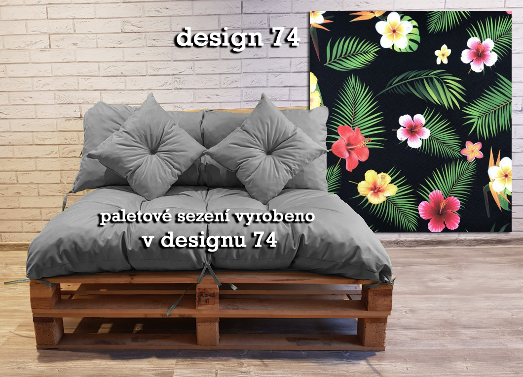 Polstr LUCA vzorovaný SET - DESIGN 74 - sedák 120x80 cm, opěrka 120x40 cm, 2x polštáře 30x30 cm, paletové prošívané sezení Mybesthome