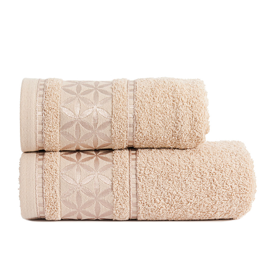 Bavlněný froté ručník s bordurou PAOLA 50x90 cm béžová 450 gr Mybesthome