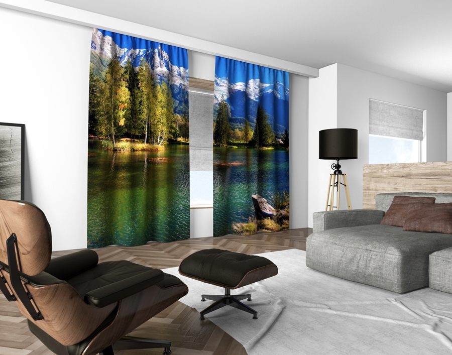 3D dekorační závěs 108 MOUNTAIN LAKE 2x160x250 cm set 2 kusy MyBestHome