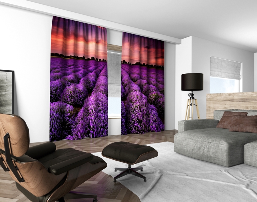 3D dekorační závěs 110 LAVANDER FIELD 2x160x250 cm set 2 kusy MyBestHome