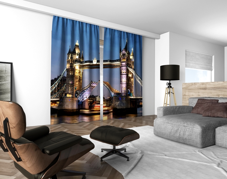 3D dekorační závěs s řasící páskou 205V TOWER BRIDGE 2x160x250 cm set 2 kusy MyBestHome