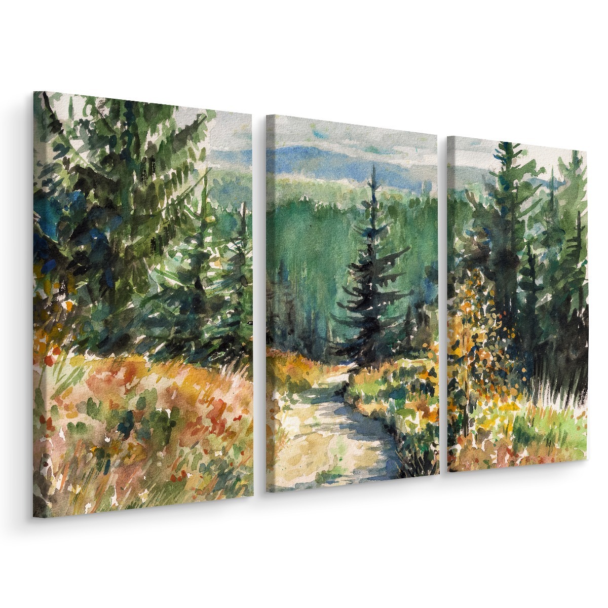 MyBestHome BOX Vícedílné plátno Lesní Krajina Malovaná Vodovými Barvami Varianta: 100x150