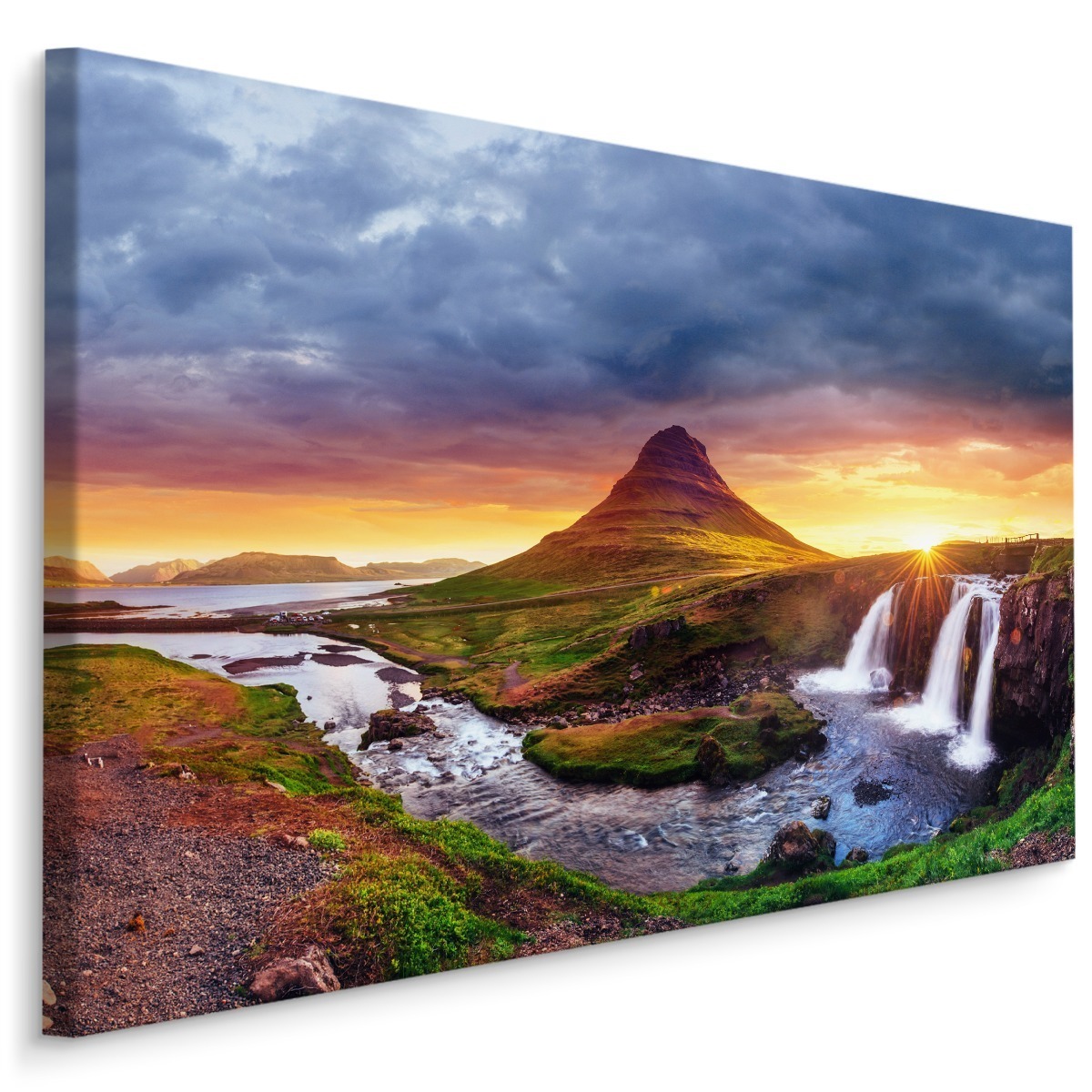 MyBestHome BOX Plátno Islandské Vodopády Při Západu Slunce Varianta: 120x80