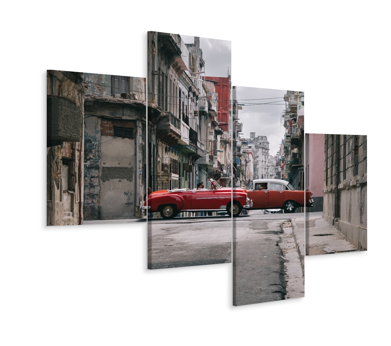 MyBestHome BOX Vícedílné plátno Auta V Retro Stylu Na Kubě Varianta: 50x80