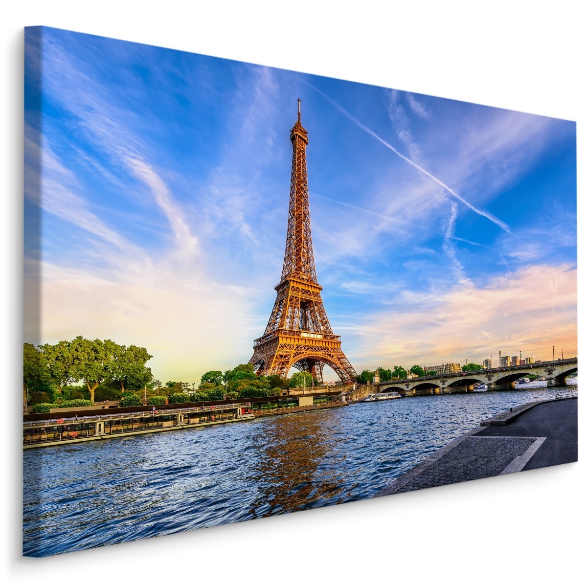MyBestHome BOX Plátno 3D Pohled Na Seinu A Eiffelovu Věž Varianta: 90x60