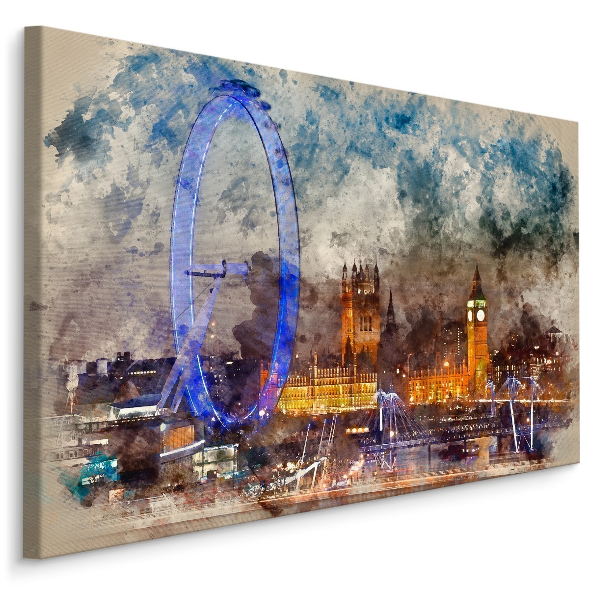 MyBestHome BOX Plátno Panorama Londýna Malované Vodovými Barvami Varianta: 90x60