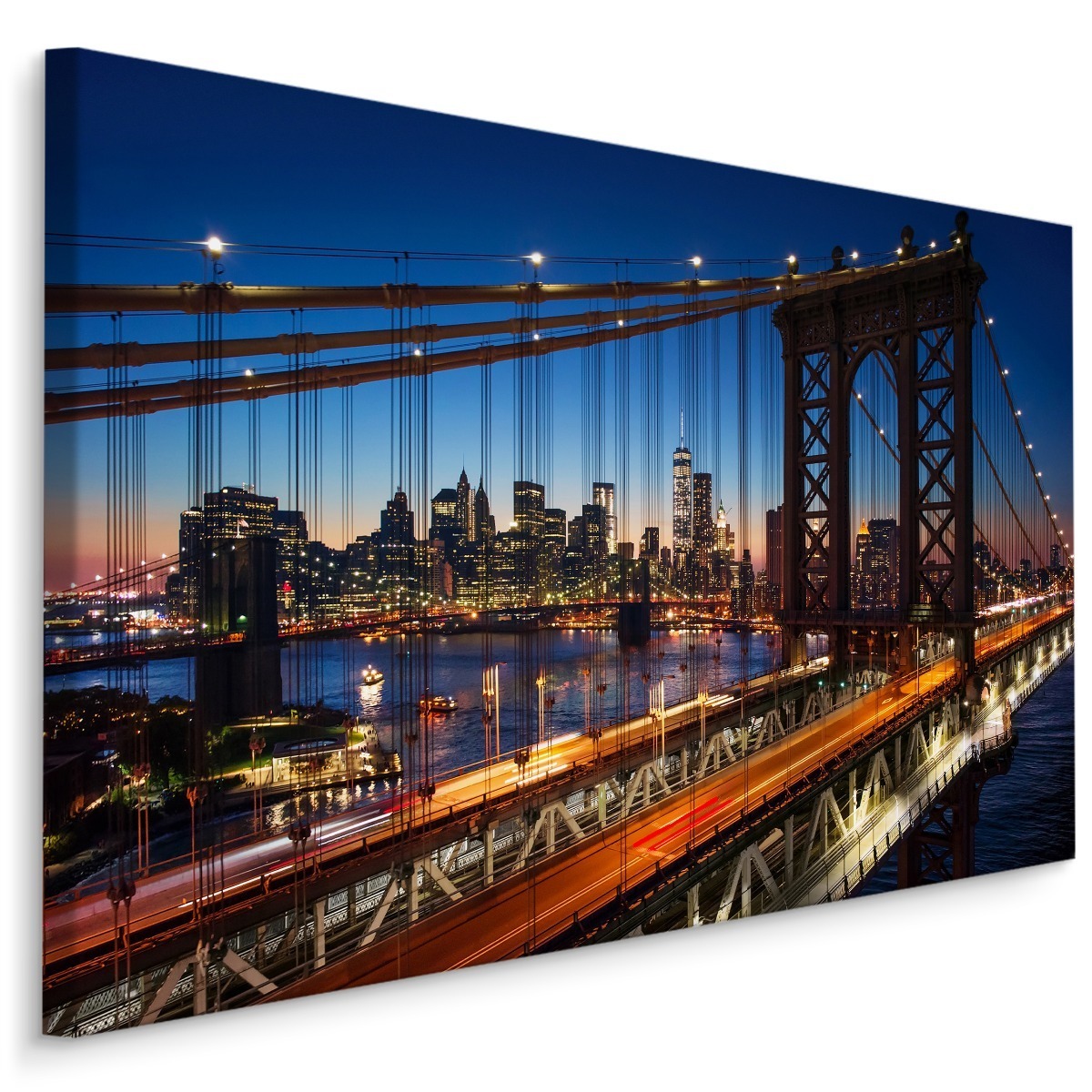 MyBestHome BOX Plátno 3D Noční Pohled Na Most Manhattan Varianta: 90x60
