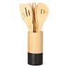 Set 5 kusů kuchyňských vařeček BAMBOO z bambusu - černá  | 30x6 cm | 975763