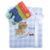 Dětská deka s aplikací LUCKA s dárkem modrá - pejsek B 76x102 cm Bobobaby