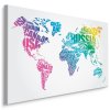 Plátno Mapa Světa S Barevnými Nápisy