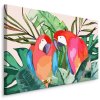 Plátno Papoušci A Tropické Listy
