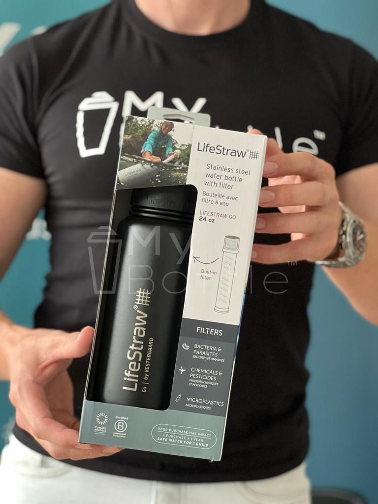 Nerezová termo filtrační lahev LifeStraw Go Stainless Steel Black 700 ml mybottle