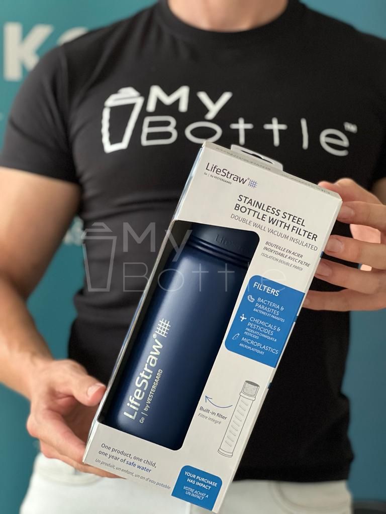 Nerezová termo filtrační lahev LifeStraw Go Stainless Steel Blue 700 ml mybottle