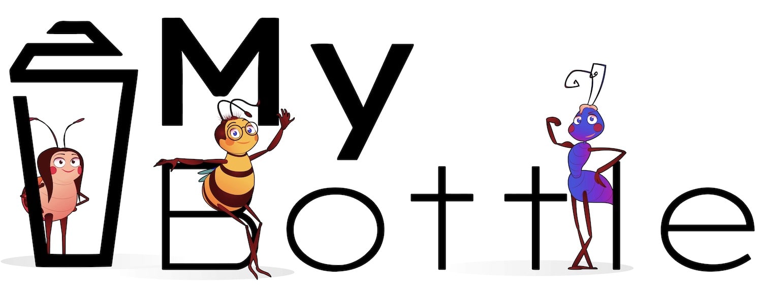 Logo mybottle s broučkami beruška včelka a mravenec