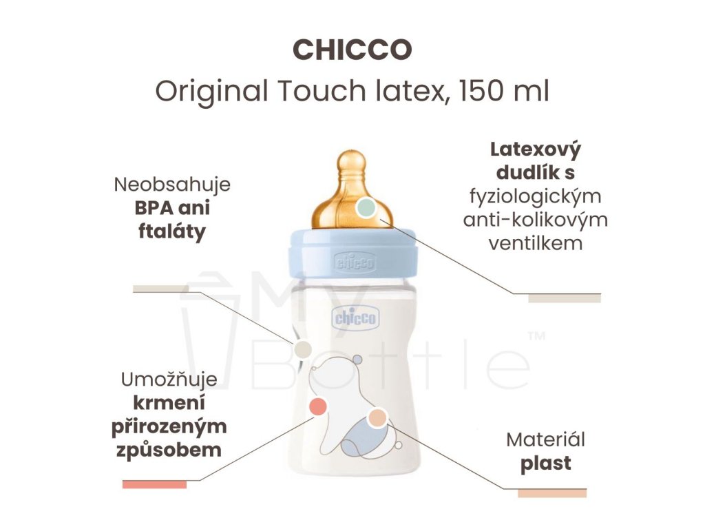 1310 chicco flasa dojcenska original touch latex 150 ml chlapec