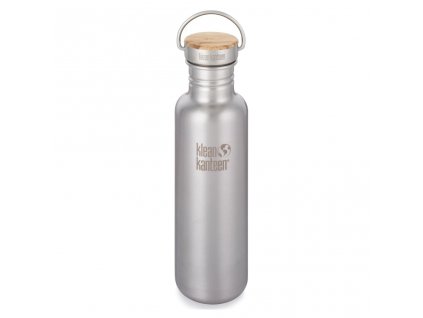 Nerezová láhev do školy KLEAN Kanteen Reflect w / Bamboo Cap - brushed stainless nerezová láhev 800 ml