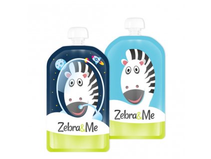 Kapsičky Zebra & Me 150 ml pro opakované použití - kosmonaut + zebra 2ks