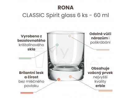 3437 1 pohar na destilat rona classic spirit glass 6 ks 60 ml