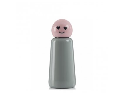 Termo láhev LUND LONDON Skittle Bottle Mini 300 ml - Light Grey & Pink Heart