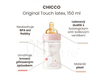 1262 chicco flasa dojcenska original touch latex 150 ml dievca