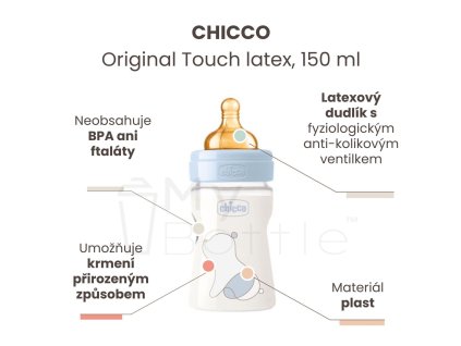 1310 chicco flasa dojcenska original touch latex 150 ml chlapec