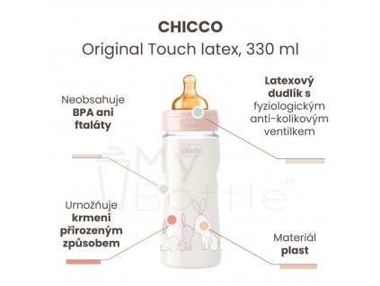 1292 chicco flasa dojcenska original touch latex 330 ml dievca