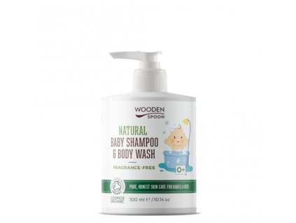 Dětský sprchový gel a šampón na vlasy 2v1 bez parfemace WoodenSpoon 300 ml