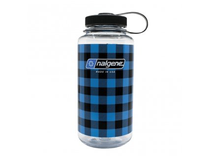 Plastová láhev Nalgene - Wide Mouth Blue Plaid - 1000 ml