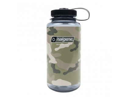 Plastová láhev Nalgene - Wide Mouth Gray w/Black Camo - 1000 ml