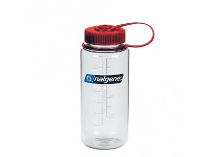 Plastová láhev Nalgene - Wide-Mouth Sustain Clear w/Red Cap - 500 ml