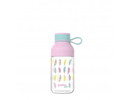 Plastová láhev QUOKKA Kids Tritan Ice With Strap - Feathers 430 ml