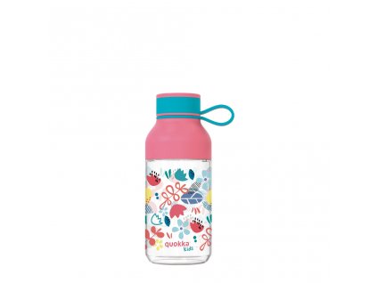 Plastová láhev QUOKKA Kids Tritan Ice With Strap - Flowers 430 ml