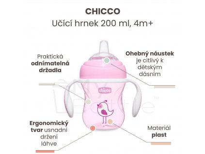 1322 chicco hrncek ucime sa s drzadlami 200 ml ruzovy 4m